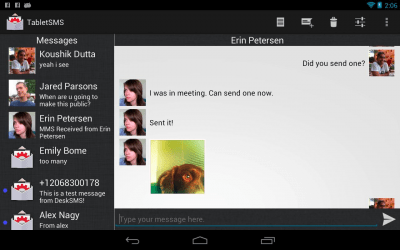 Capture d'écran de l'application TabletSMS by DeskSMS - #1