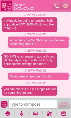 Capture d'écran de l'application GO SMS Pro Pink simple Theme - #4