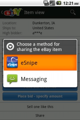 Capture d'écran de l'application Share to eSnipe - #2