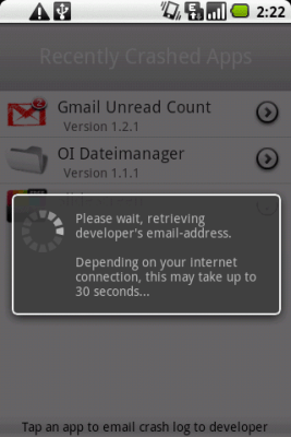 Capture d'écran de l'application Crash Report - #2