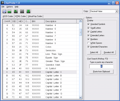 Capture d'écran de l'application CharProbe - #1