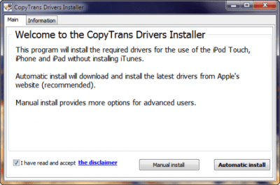 Capture d'écran de l'application CopyTrans Drivers Installer - #1