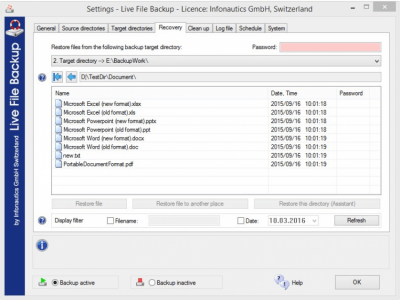 Capture d'écran de l'application Live File Backup - #3