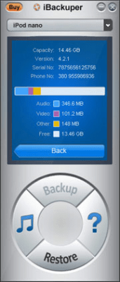 Capture d'écran de l'application iBackuper - #2