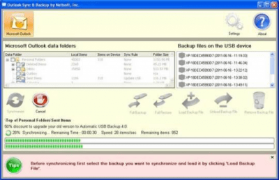Capture d'écran de l'application Outlook Sync &amp; Backup Portable - #2