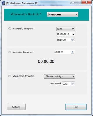 Capture d'écran de l'application Shutdown Automaton - #1