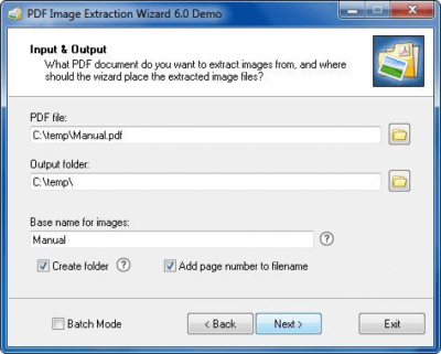 Capture d'écran de l'application PDF Image Extraction Wizard Portable - #2