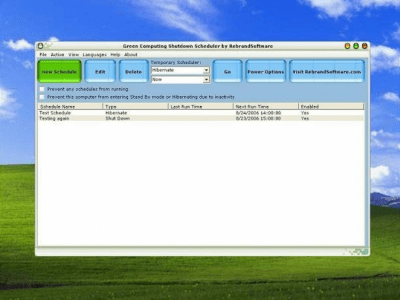 Capture d'écran de l'application Green Computing Shutdown Scheduler - #1