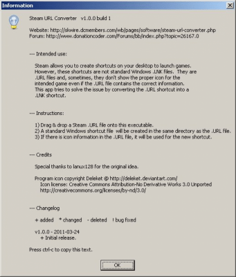 Capture d'écran de l'application Steam URL Converter - #1