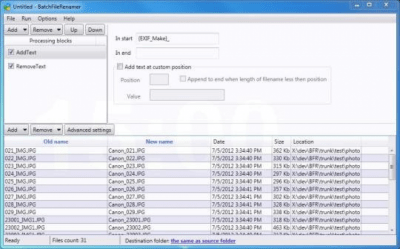 Capture d'écran de l'application BatchFileRenamer - #1