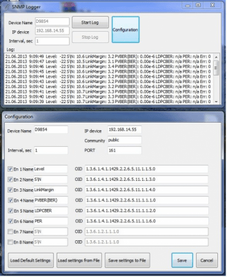 Capture d'écran de l'application SNMPLogger - #1