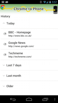 Capture d'écran de l'application Google Chrome to Phone - #2