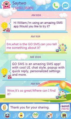 Capture d'écran de l'application GO SMS Pro CuteMonster ThemeEX - #2