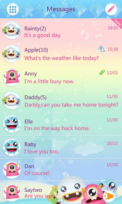 Capture d'écran de l'application GO SMS Pro CuteMonster ThemeEX - #4