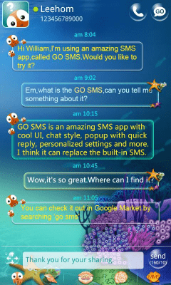 Capture d'écran de l'application GO SMS Pro Seabed Super ThemEX - #2