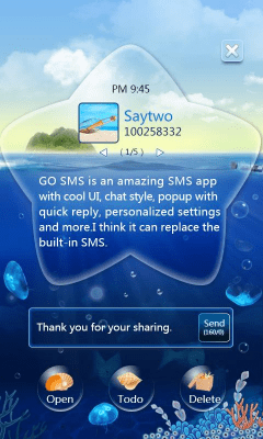 Capture d'écran de l'application GO SMS Pro OceanStar Popup ThX - #1