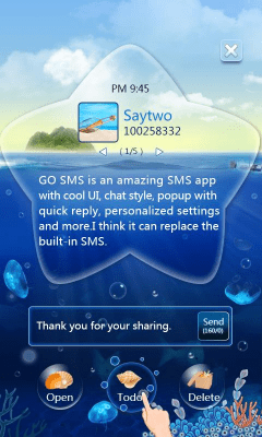 Capture d'écran de l'application GO SMS Pro OceanStar Popup ThX - #2