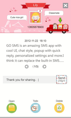 Capture d'écran de l'application GO SMS Pro Friends Popup Thx - #2