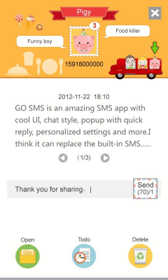 Capture d'écran de l'application GO SMS Pro Friends Popup Thx - #3