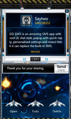 Capture d'écran de l'application GO SMS Pro SpaceBattle Pop Thx - #3