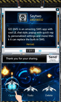 Capture d'écran de l'application GO SMS Pro SpaceBattle Pop Thx - #4