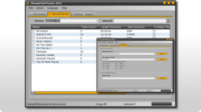 Capture d'écran de l'application iDumpPod2iTunes 2013 - #1