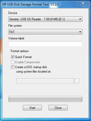 Capture d'écran de l'application HP USB Disk Storage Format Tool - #1