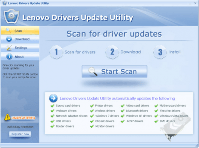 Capture d'écran de l'application Lenovo Drivers Update Utility - #1