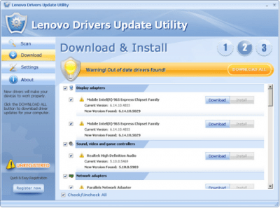 Capture d'écran de l'application Lenovo Drivers Update Utility - #2