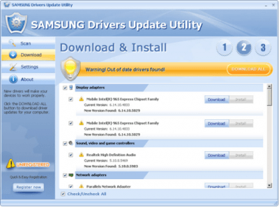 Capture d'écran de l'application Samsung Drivers Update Utility - #1