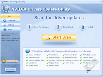 Capture d'écran de l'application NVIDIA Drivers Update Utility - #1