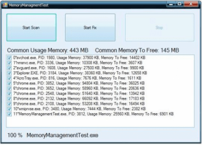 Capture d'écran de l'application Memory Management ActiveX - #1