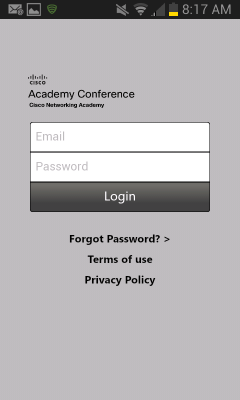Capture d'écran de l'application Cisco Academy Conference - #2