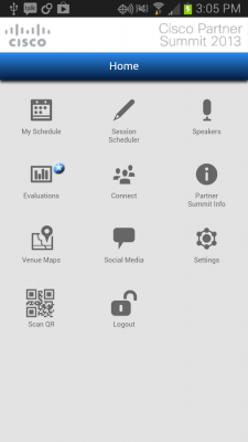 Capture d'écran de l'application Cisco Partner Summit 2013 - #1