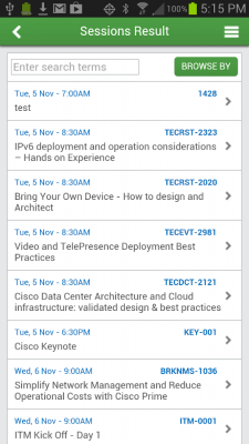 Capture d'écran de l'application Cisco Live Cancun 2013 - #2
