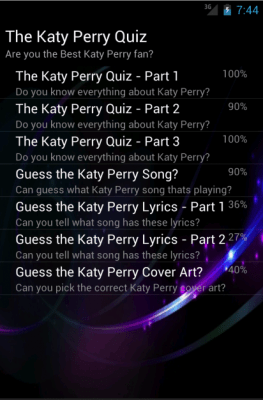 Capture d'écran de l'application Katy Perry Quiz Lyrics Game - #9