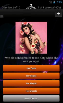 Capture d'écran de l'application Katy Perry Quiz Lyrics Game - #16