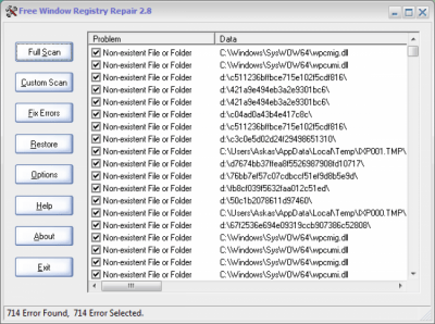 Capture d'écran de l'application Free Window Registry Repair - #1