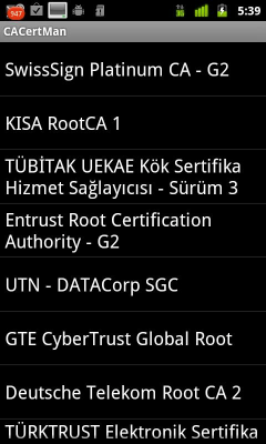 Capture d'écran de l'application CACertMan - #1
