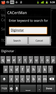 Capture d'écran de l'application CACertMan - #3