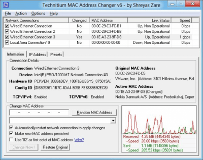 Capture d'écran de l'application Technitium MAC Address Changer - #1