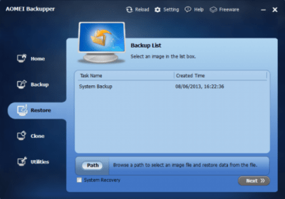 Capture d'écran de l'application AOMEI Backupper - #2