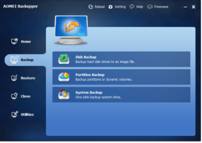 Capture d'écran de l'application AOMEI Backupper - #3