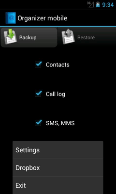 Capture d'écran de l'application OrganizerMobile (Backup data) - #3