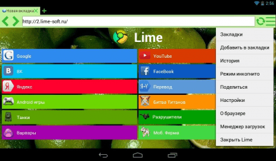 Capture d'écran de l'application Lime 2 : Navigateur WEB - #1