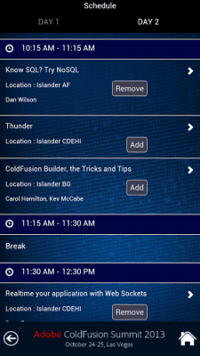 Capture d'écran de l'application CFSummit2013 - #4