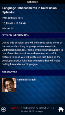 Capture d'écran de l'application CFSummit2013 - #5