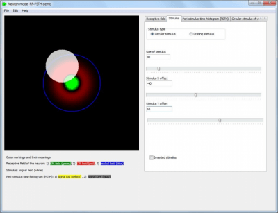 Capture d'écran de l'application Modèle de neurones RF-PSTH - #1