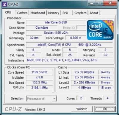 Capture d'écran de l'application CPU-Z Portable - #1