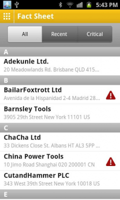 Capture d'écran de l'application SAP Financial Fact Sheet - #5